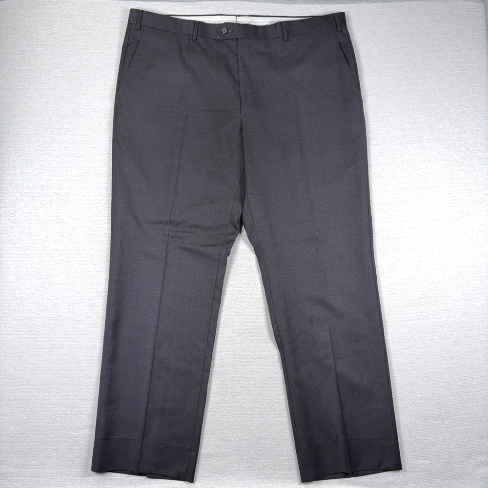 Santorelli Luxury Serge Romeo Dress Pants Mens 42x32 Char Grey Wool